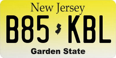 NJ license plate B85KBL