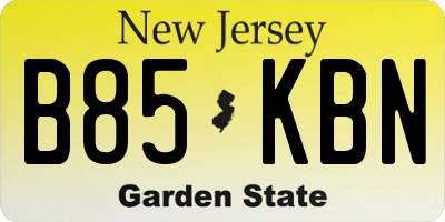NJ license plate B85KBN