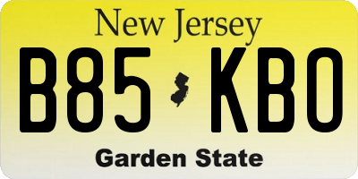 NJ license plate B85KBO