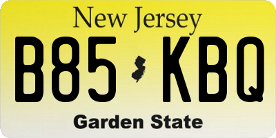 NJ license plate B85KBQ