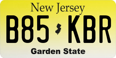 NJ license plate B85KBR