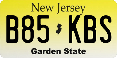 NJ license plate B85KBS