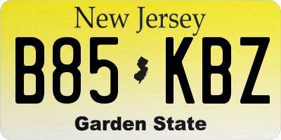 NJ license plate B85KBZ