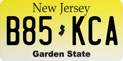 NJ license plate B85KCA