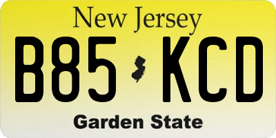 NJ license plate B85KCD