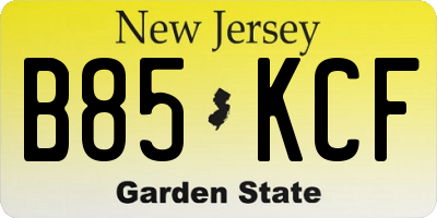NJ license plate B85KCF