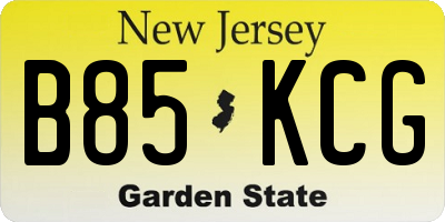 NJ license plate B85KCG
