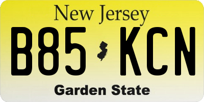 NJ license plate B85KCN
