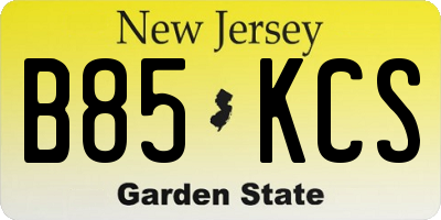 NJ license plate B85KCS