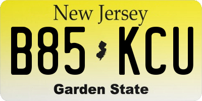 NJ license plate B85KCU