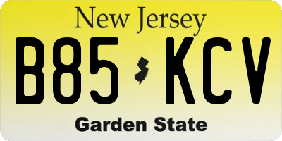 NJ license plate B85KCV