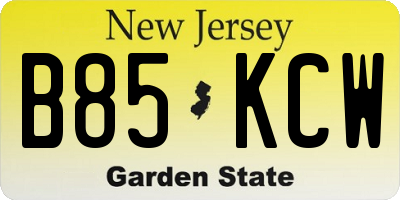 NJ license plate B85KCW