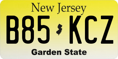 NJ license plate B85KCZ