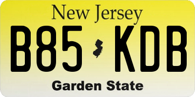 NJ license plate B85KDB