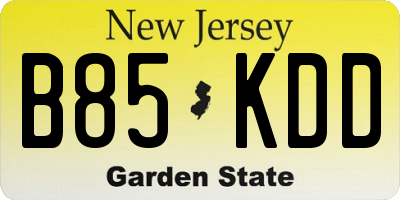 NJ license plate B85KDD