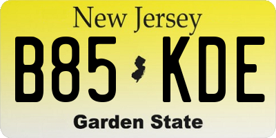 NJ license plate B85KDE