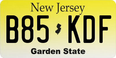 NJ license plate B85KDF