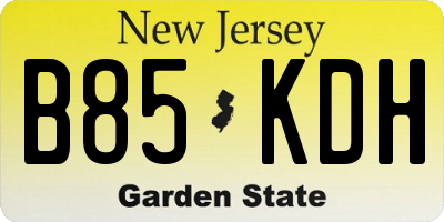 NJ license plate B85KDH