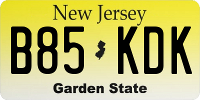 NJ license plate B85KDK