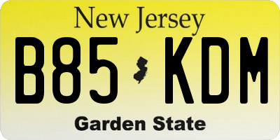 NJ license plate B85KDM