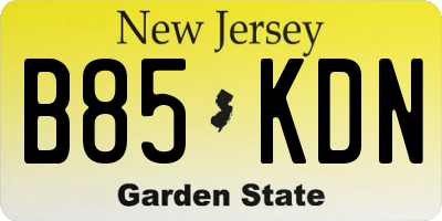 NJ license plate B85KDN