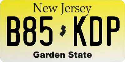 NJ license plate B85KDP