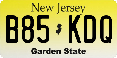NJ license plate B85KDQ