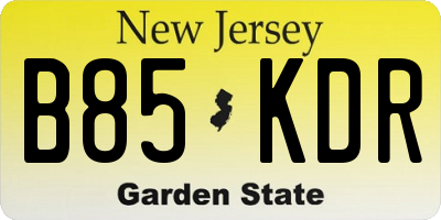 NJ license plate B85KDR