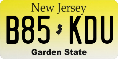 NJ license plate B85KDU