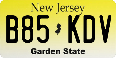 NJ license plate B85KDV