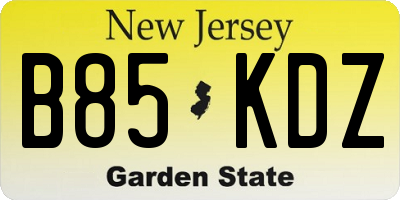 NJ license plate B85KDZ