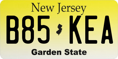 NJ license plate B85KEA