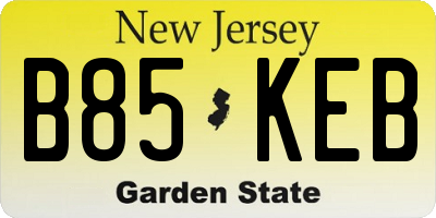 NJ license plate B85KEB