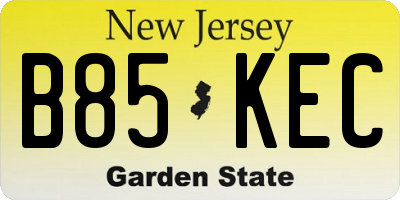 NJ license plate B85KEC