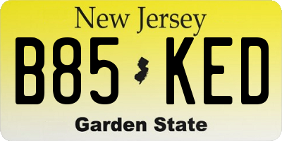 NJ license plate B85KED