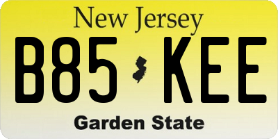 NJ license plate B85KEE