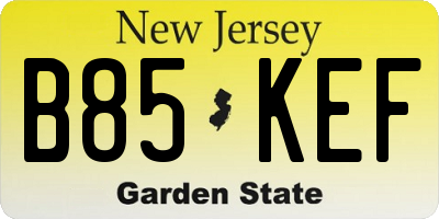 NJ license plate B85KEF