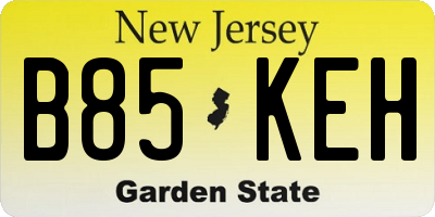 NJ license plate B85KEH