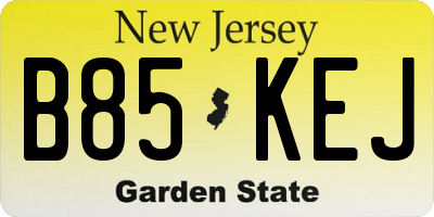 NJ license plate B85KEJ