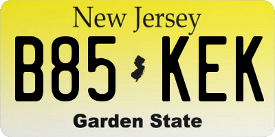 NJ license plate B85KEK