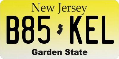 NJ license plate B85KEL