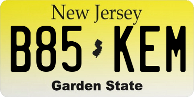 NJ license plate B85KEM