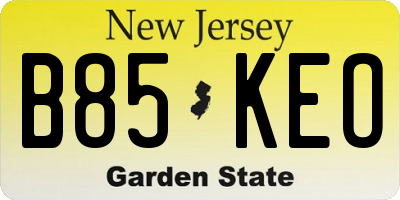 NJ license plate B85KEO