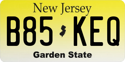 NJ license plate B85KEQ