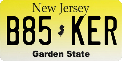 NJ license plate B85KER