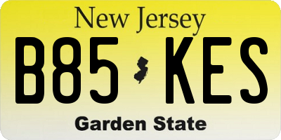 NJ license plate B85KES