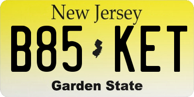 NJ license plate B85KET
