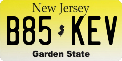NJ license plate B85KEV