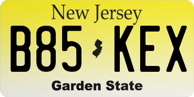 NJ license plate B85KEX