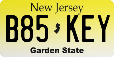 NJ license plate B85KEY